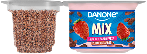 Yogurt de fresa con chocoarroz